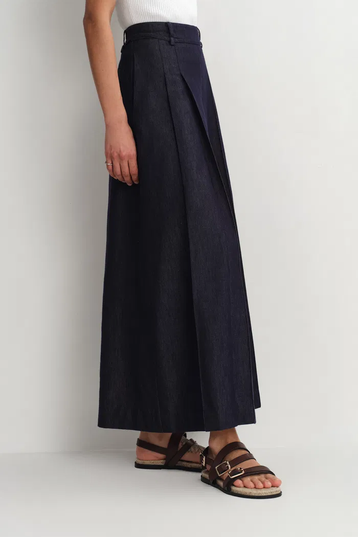 Mignon Mid Rise Wide Leg Culottes in Lyocell Denim - Image 6