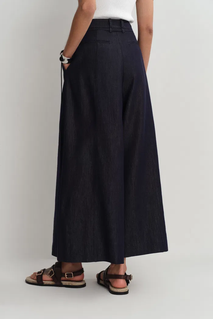 Mignon Mid Rise Wide Leg Culottes in Lyocell Denim - Image 7