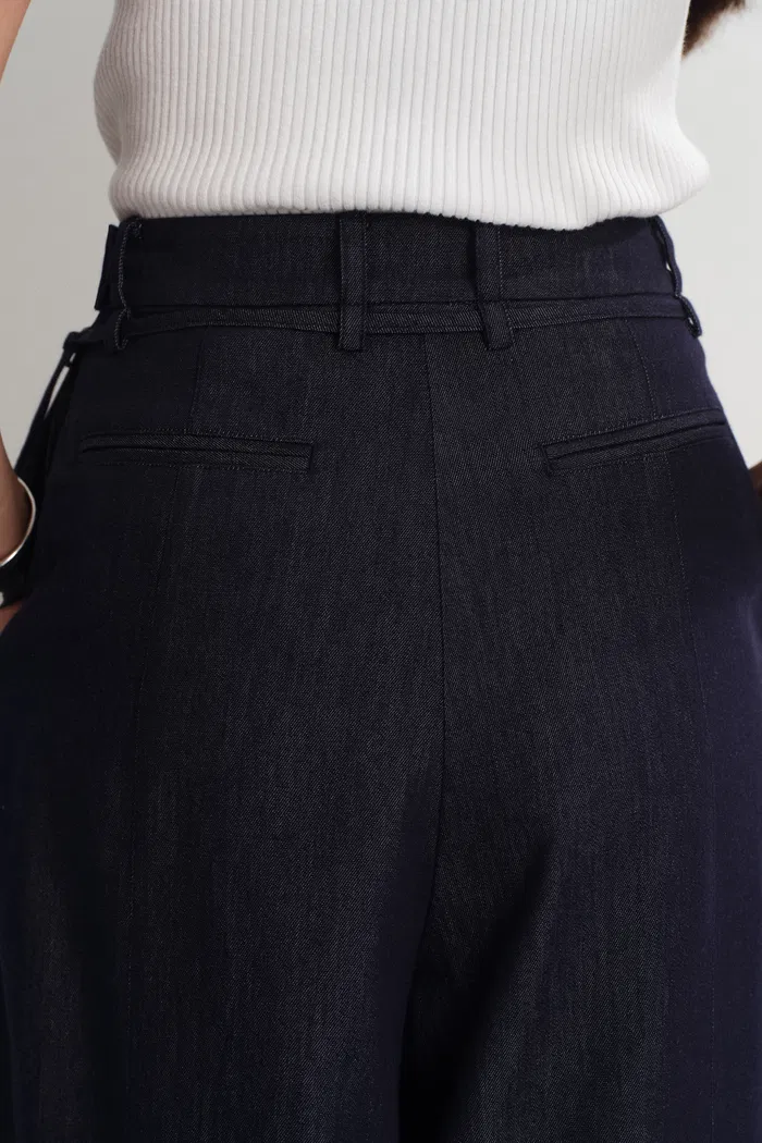 Mignon Mid Rise Wide Leg Culottes in Lyocell Denim - Image 9