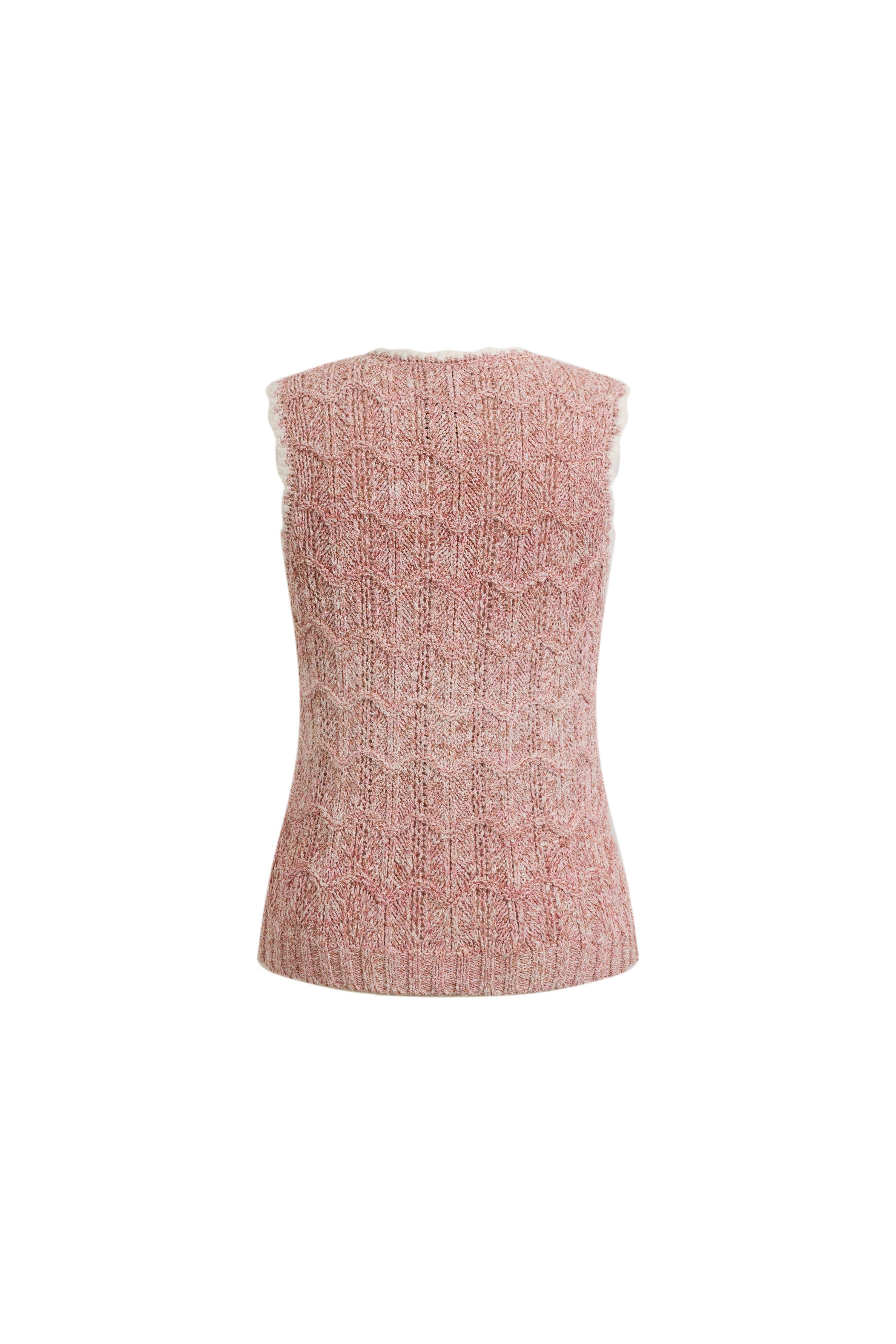 Miriam Sleeveless Vest Top in Cotton Blend Fancy Wavey Knit - Image 7