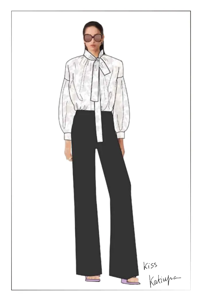 Mirta Tie-Neck Top in Embroidered Fine Mesh - Image 10