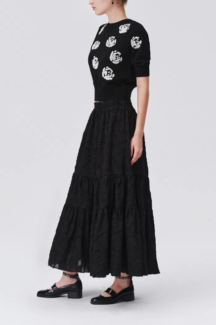 Mischa Midi Skirt in Devoré Viscose Blend - Image 3