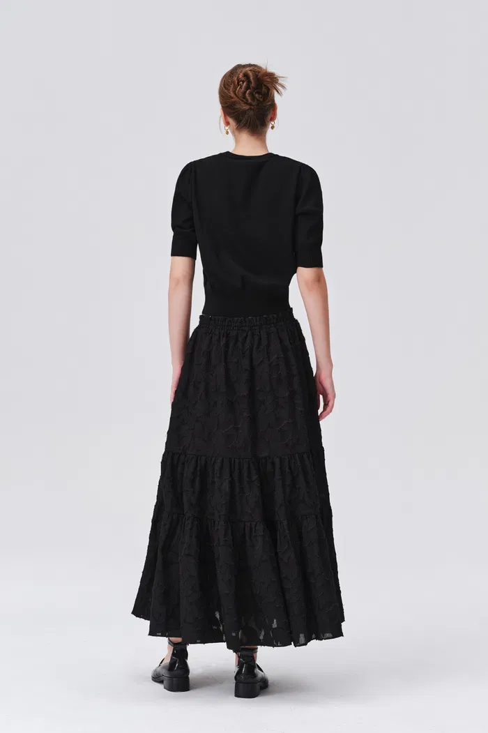 Mischa Midi Skirt in Devoré Viscose Blend - Image 4