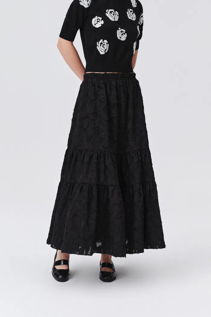 Mischa Midi Skirt in Devoré Viscose Blend - Image 5