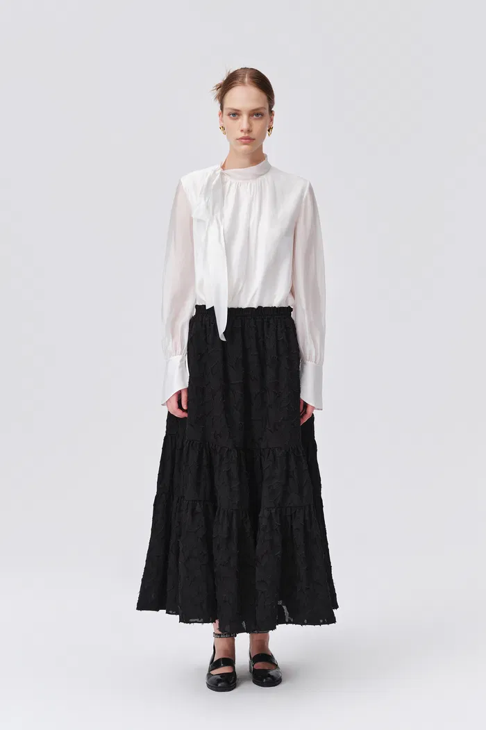 Mischa Midi Skirt in Devoré Viscose Blend - Image 8