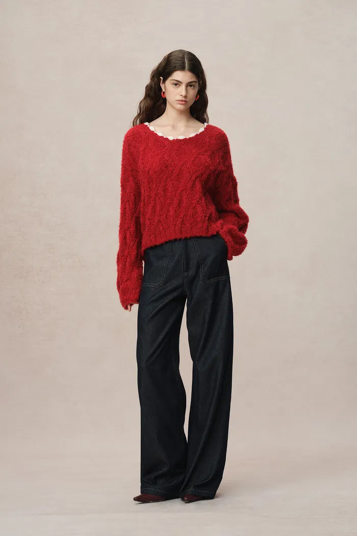 Mist Sweater in Kid Mohair Bouclé Knit - Image 3