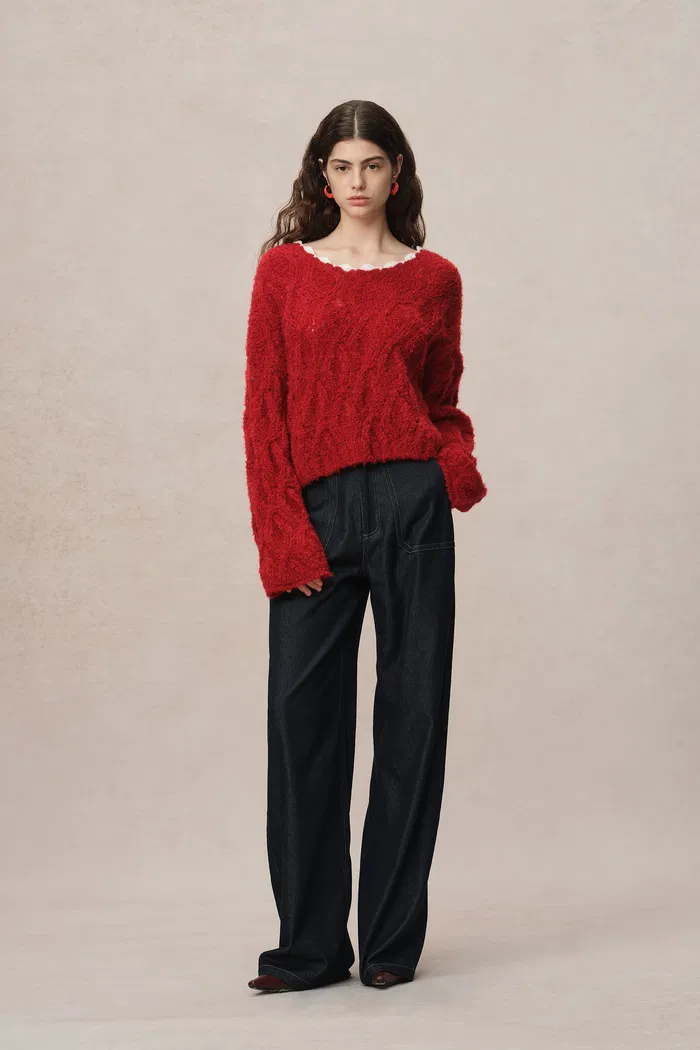 Mist Sweater in Kid Mohair Bouclé Knit - Image 4