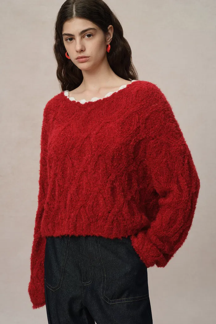 Mist Sweater in Kid Mohair Bouclé Knit - Image 6