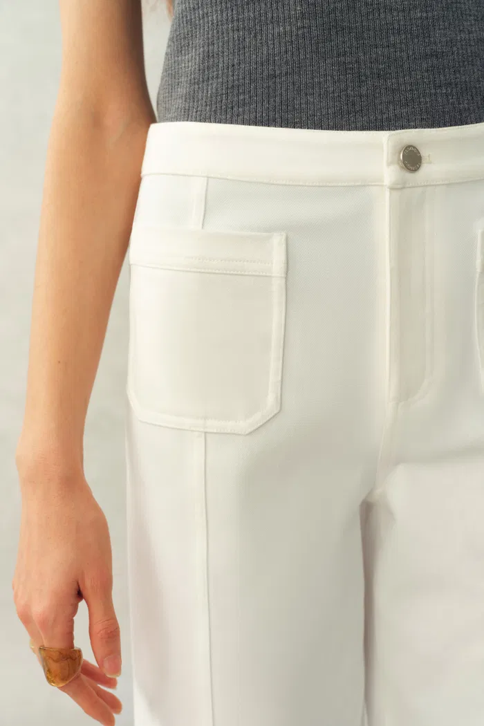 Mix Front Patch-Pocket Ankle Pants In Stretch Cotton Blend - Image 4