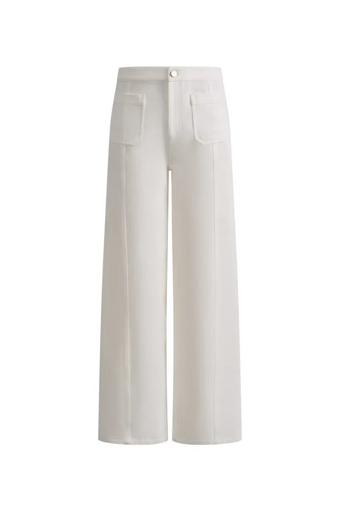 Mix Front Patch-Pocket Ankle Pants In Stretch Cotton Blend - Image 6