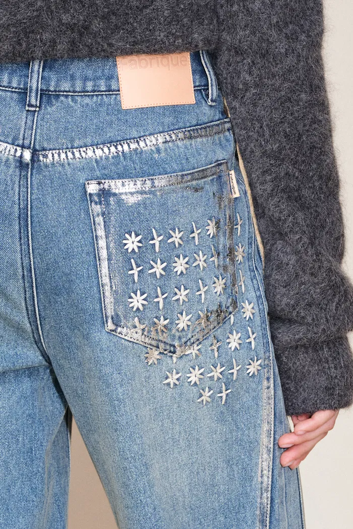 Monroe Silver Back Pocket Jeans in Cotton Denim - Image 5