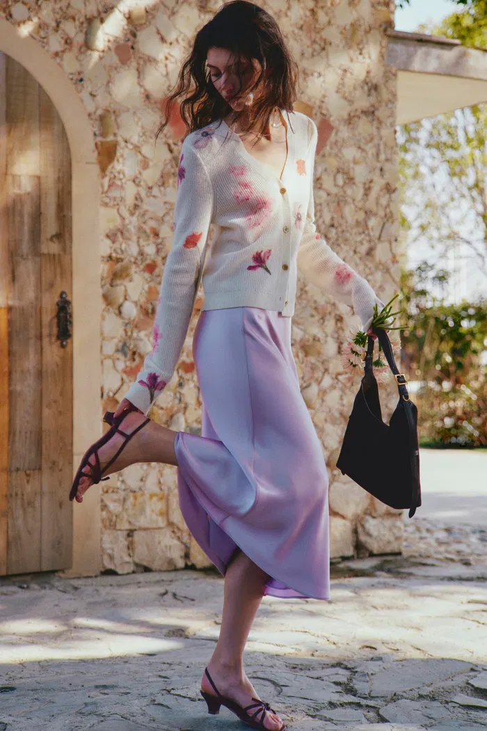 Moon Bias-Cut Fishtail Skirt In Acetate Satin