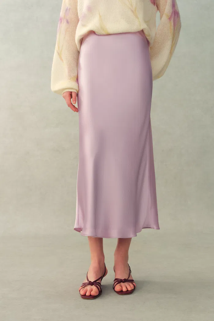 Moon Bias-Cut Fishtail Skirt In Acetate Satin - Image 2