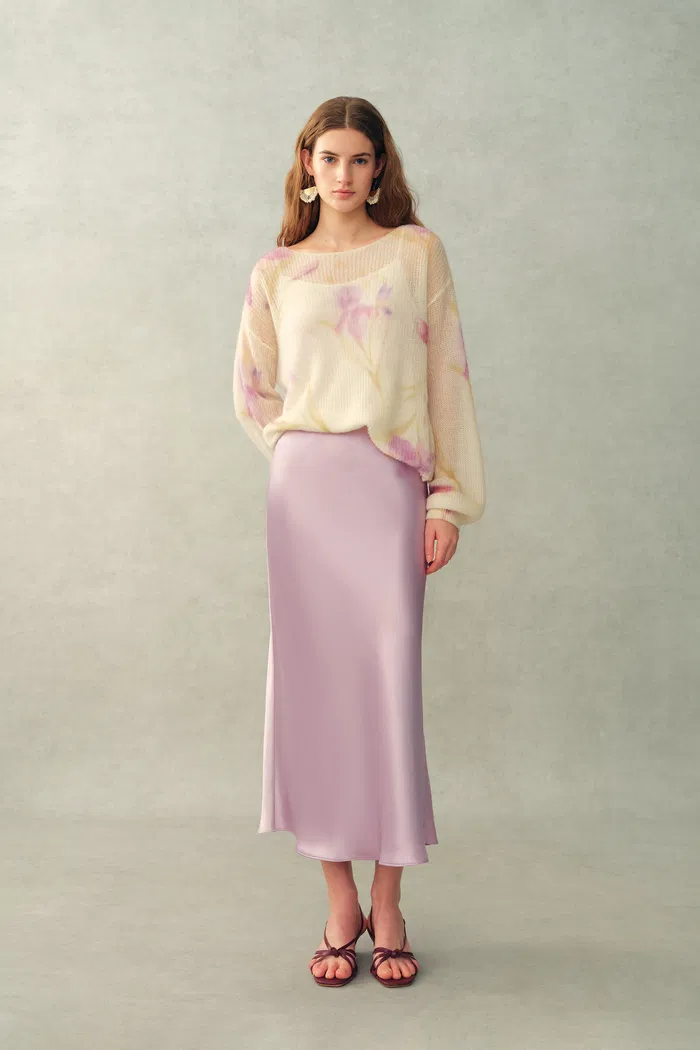 Moon Bias-Cut Fishtail Skirt In Acetate Satin - Image 4
