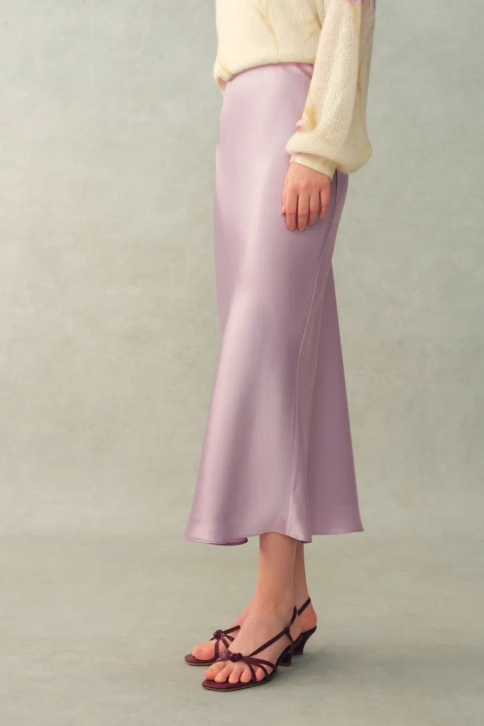 Moon Bias-Cut Fishtail Skirt In Acetate Satin - Image 5