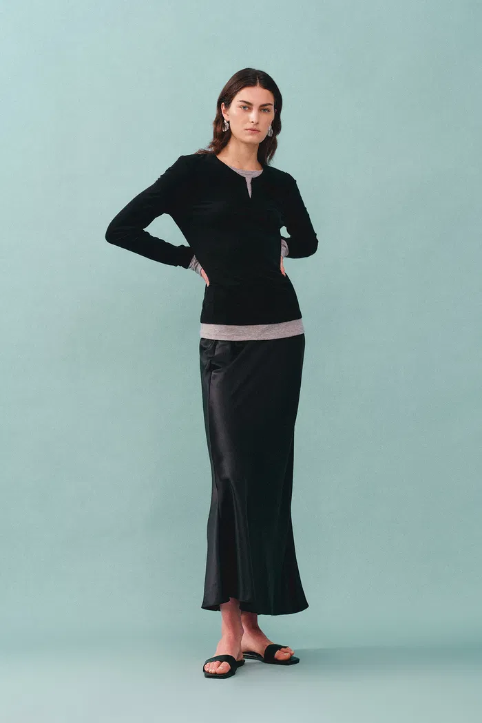 Moon Black Skirt in Premium Silky Satin - Image 4