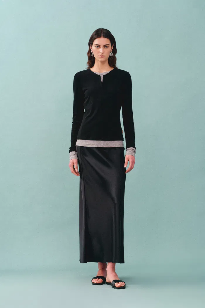 Moon Black Skirt in Premium Silky Satin - Image 5