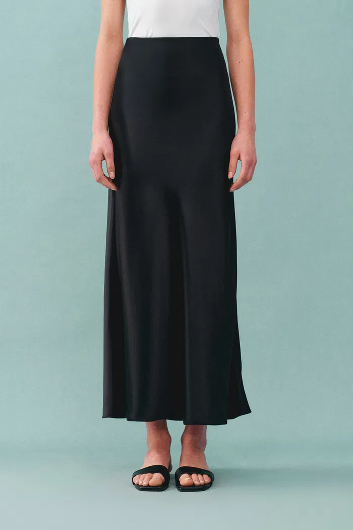 Moon Black Skirt in Premium Silky Satin - Image 6