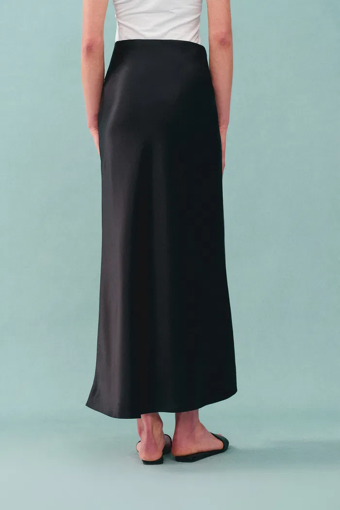 Moon Black Skirt in Premium Silky Satin - Image 7