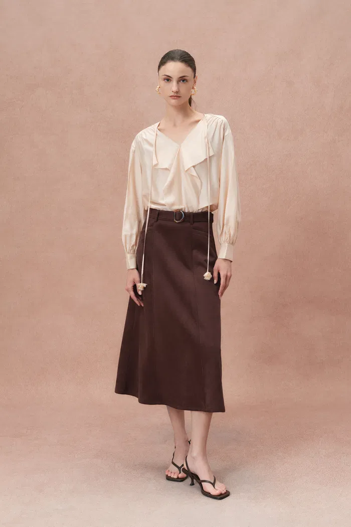 Morrow Suede Skirt in Lightweight Faux Suede - Image 3