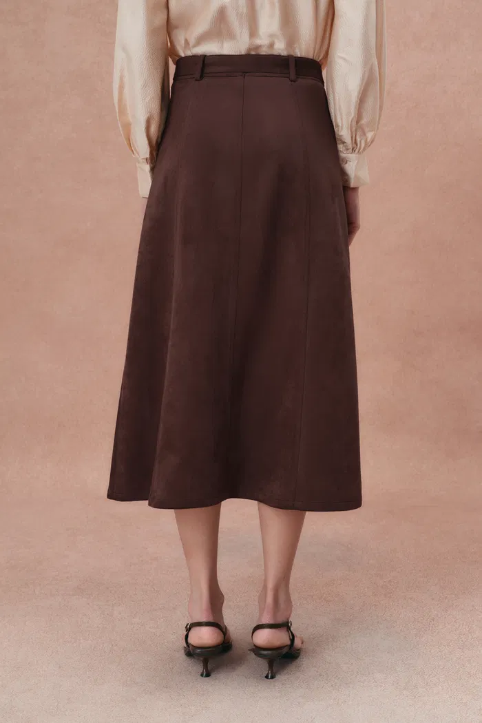 Morrow Suede Skirt in Lightweight Faux Suede - Image 5