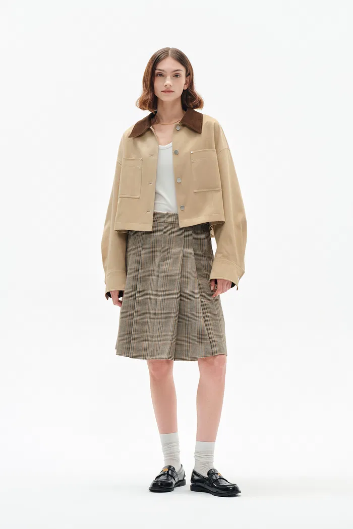 Morston Contrast Cropped Jacket in 100% Cotton Twill - Image 12