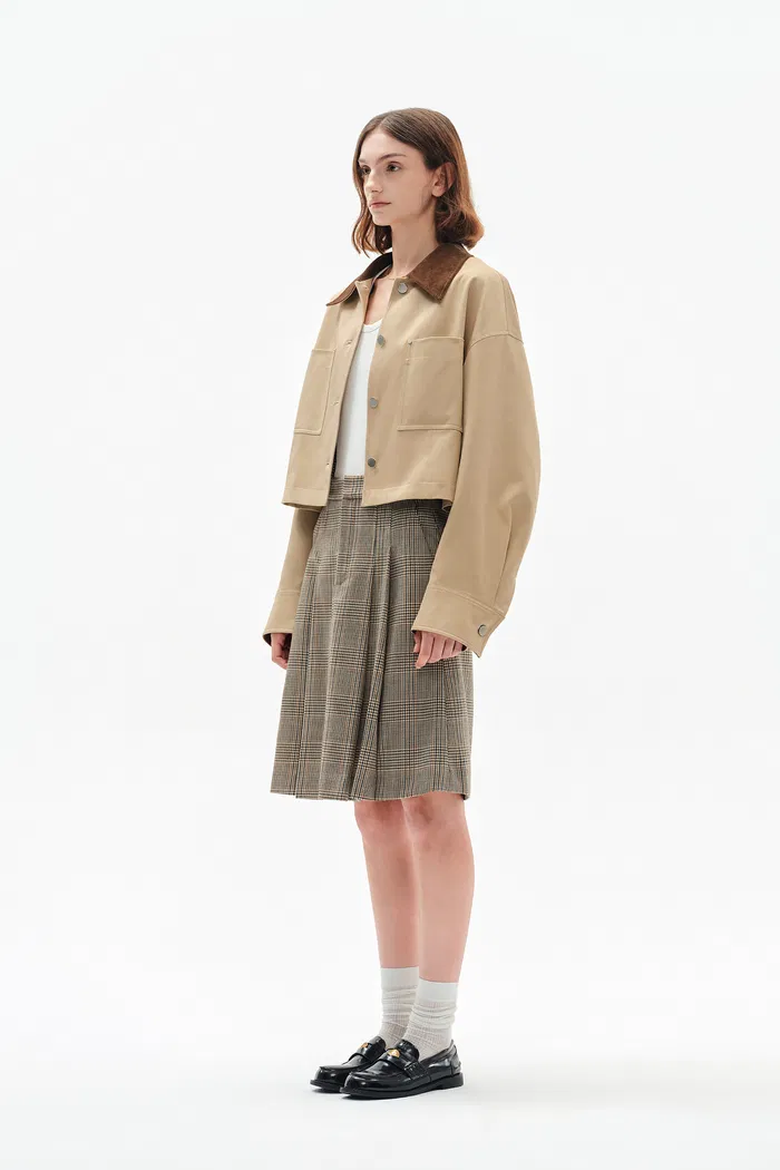Morston Contrast Cropped Jacket in 100% Cotton Twill - Image 13