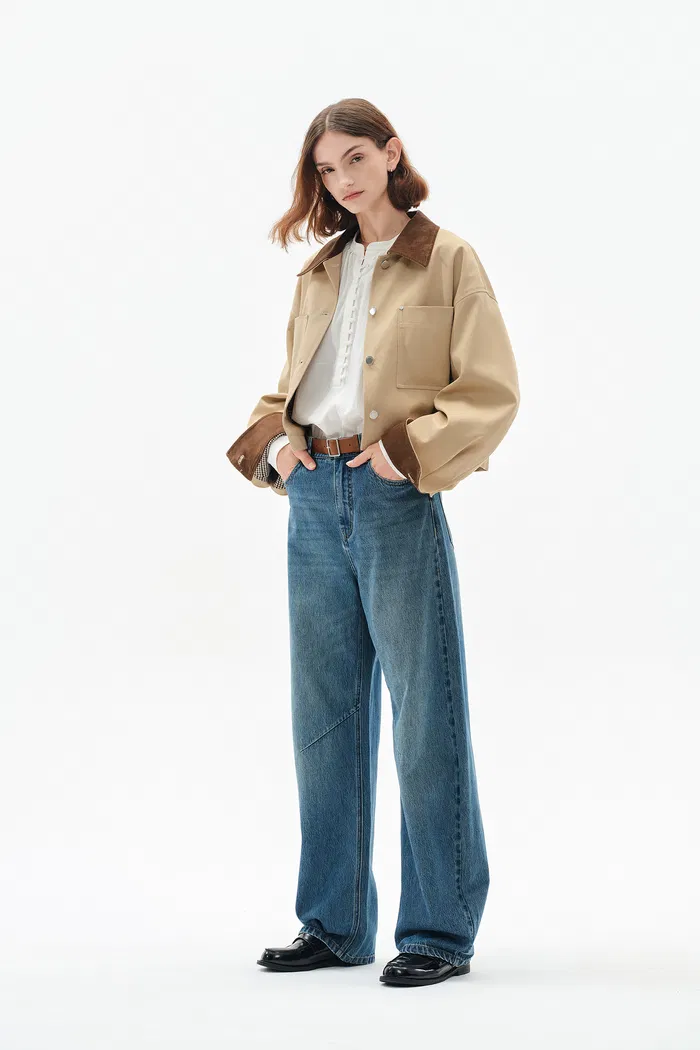 Morston Contrast Cropped Jacket in 100% Cotton Twill - Image 4