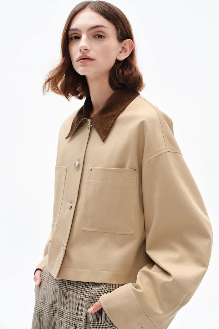 Morston Contrast Cropped Jacket in 100% Cotton Twill - Image 6