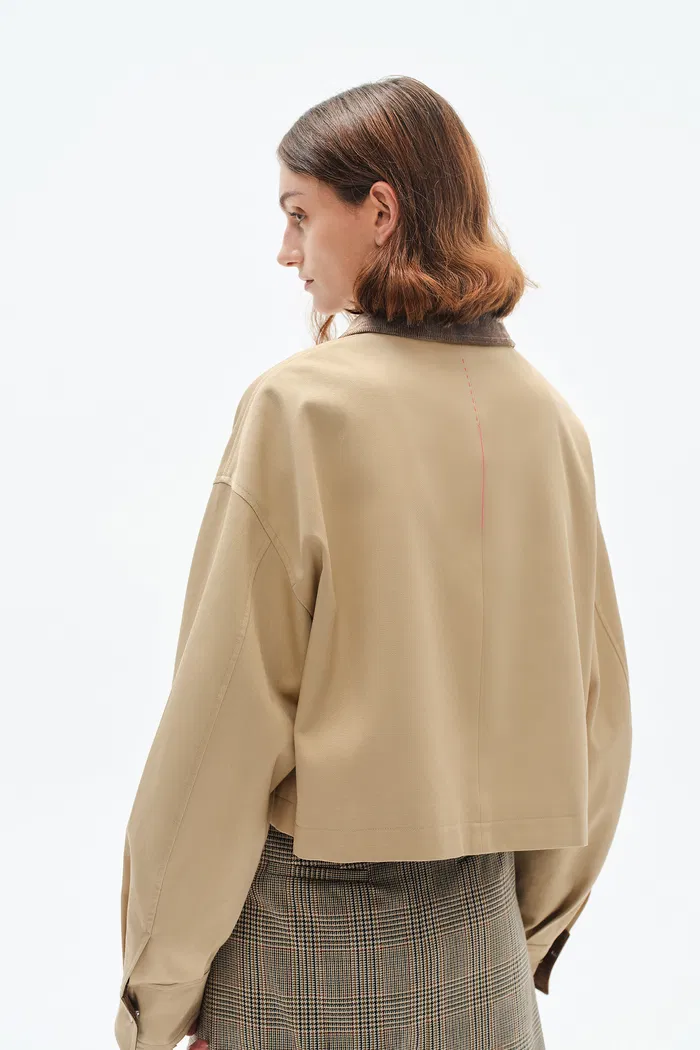 Morston Contrast Cropped Jacket in 100% Cotton Twill - Image 8