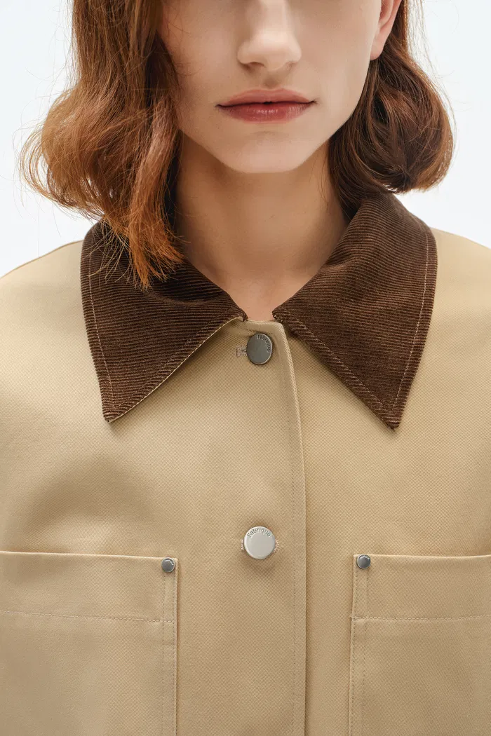 Morston Contrast Cropped Jacket in 100% Cotton Twill - Image 9
