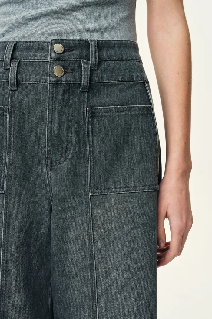 Moss Smoky Grey 3D Wide Leg Jeans in Micro Stretchy Denim - Image 5
