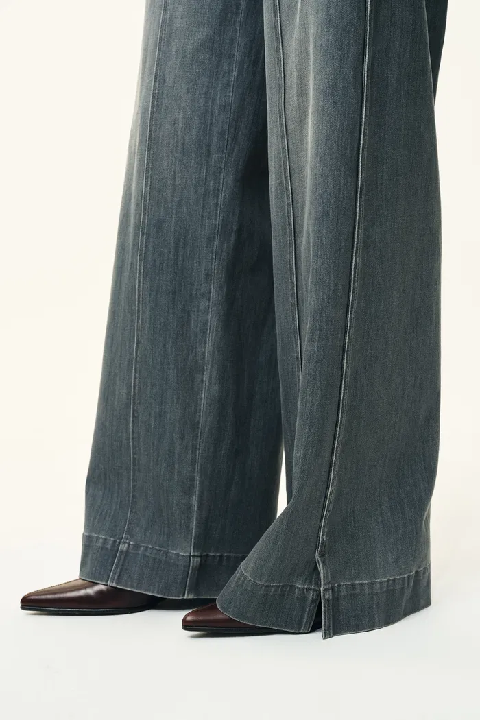 Moss Smoky Grey 3D Wide Leg Jeans in Micro Stretchy Denim - Image 6