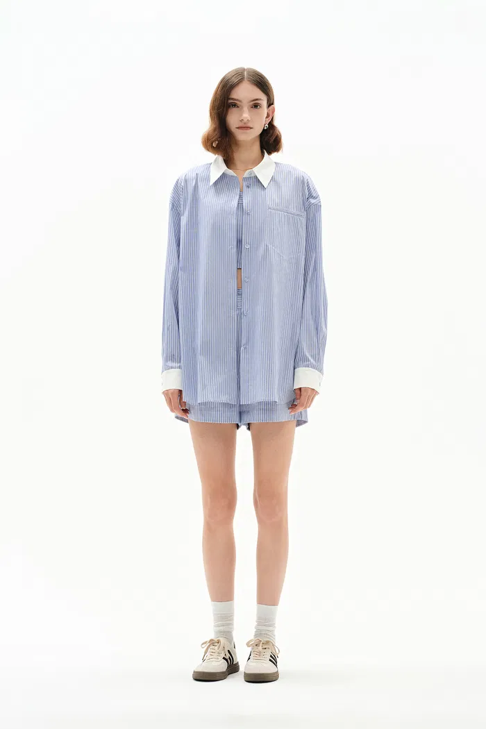 Nao Striped Shirt in Cotton Poplin - Image 5