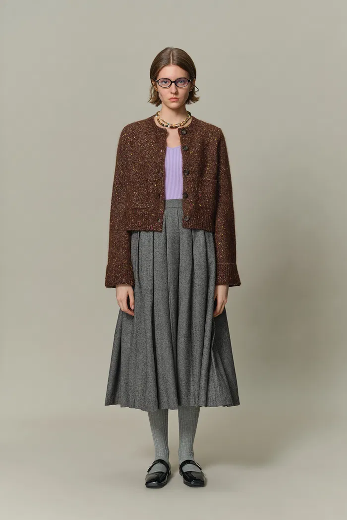 Natalie Knit Cardigan in Wool Speckled Yarn - Image 3
