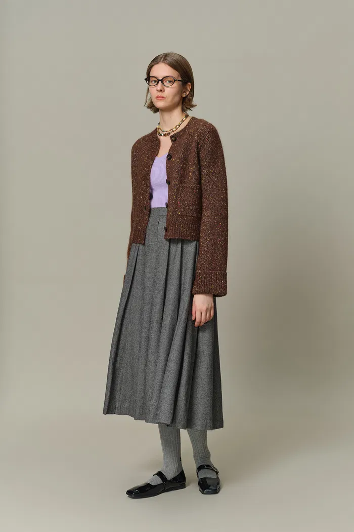 Natalie Knit Cardigan in Wool Speckled Yarn - Image 4