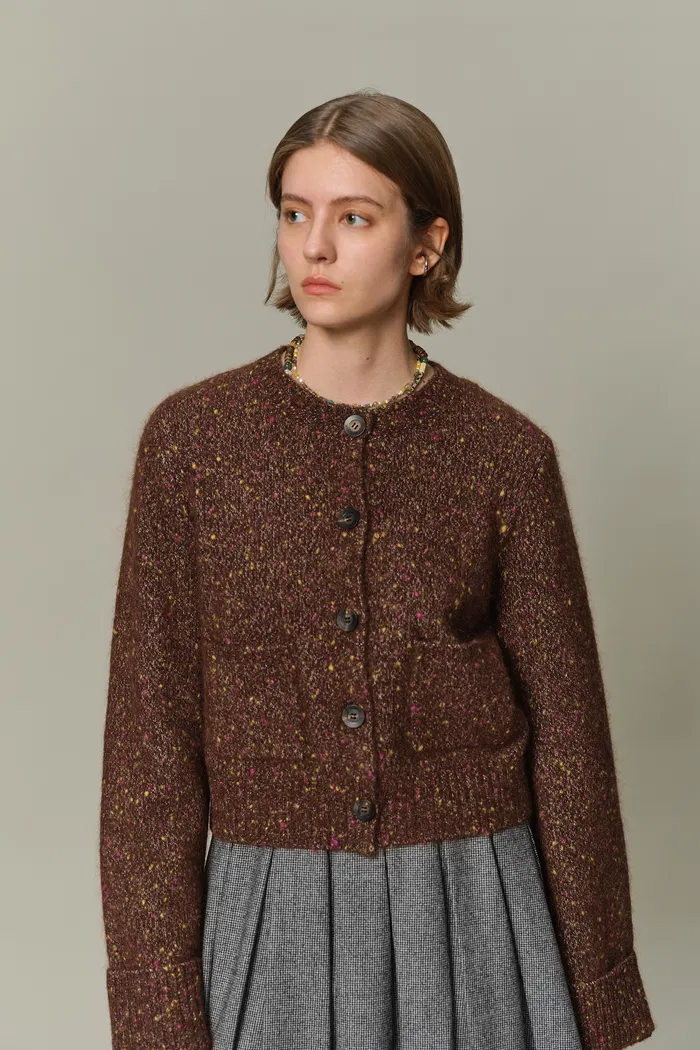 Natalie Knit Cardigan in Wool Speckled Yarn - Image 6