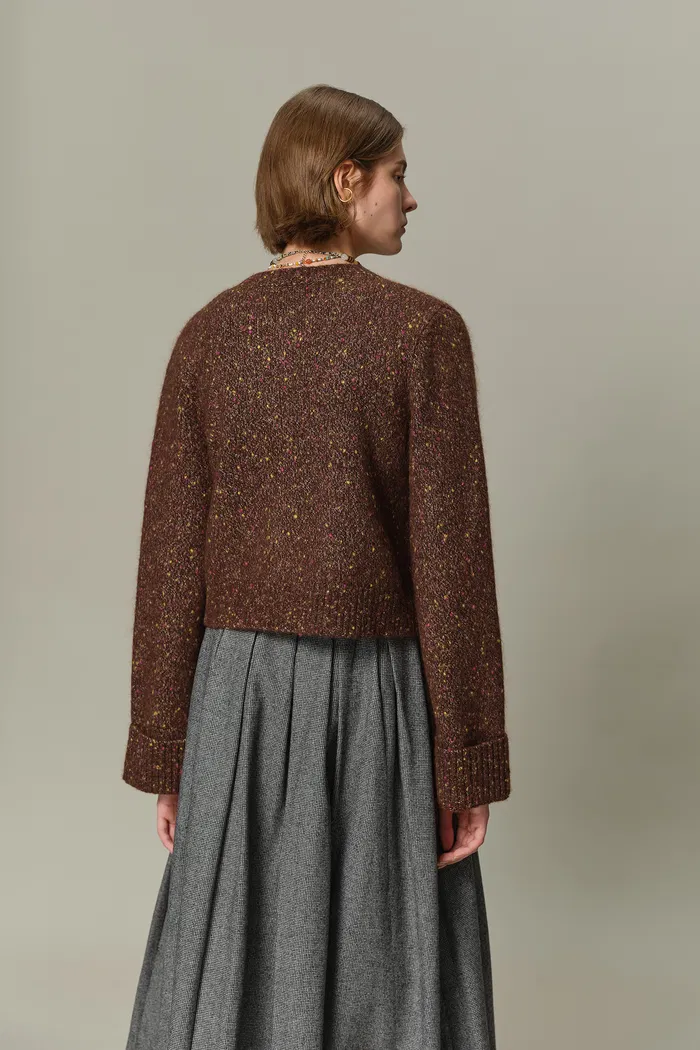 Natalie Knit Cardigan in Wool Speckled Yarn - Image 7