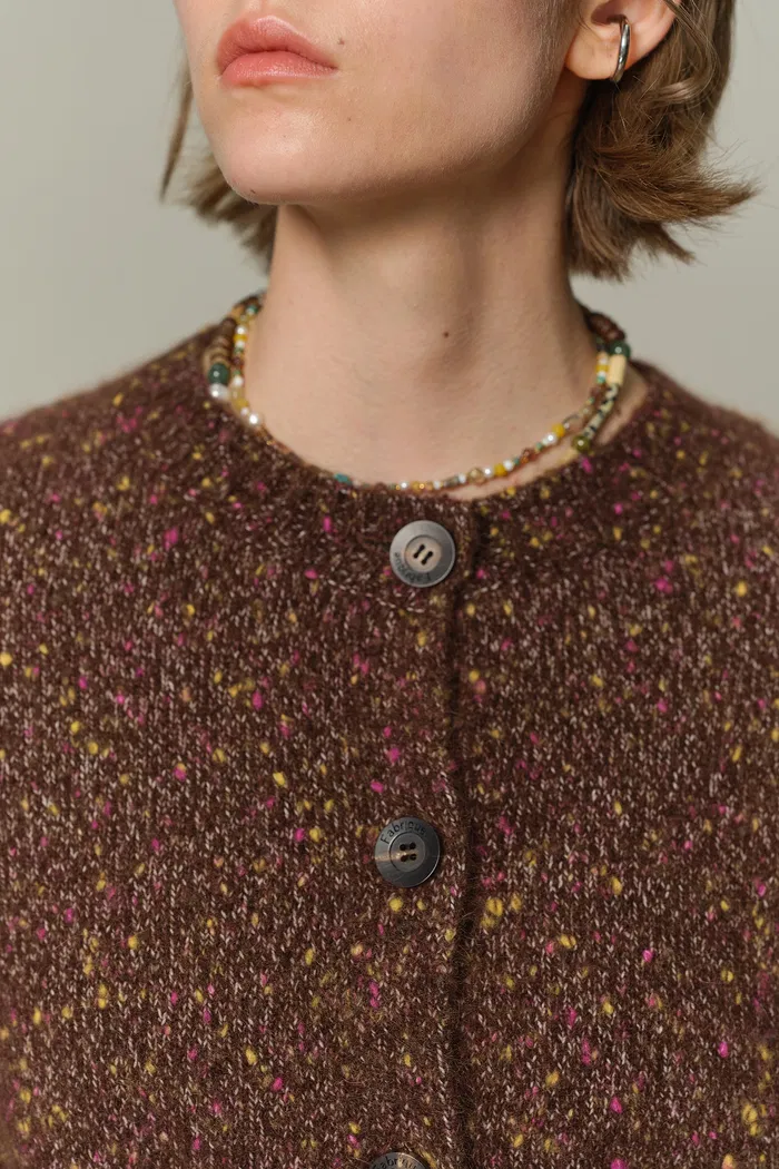 Natalie Knit Cardigan in Wool Speckled Yarn - Image 8