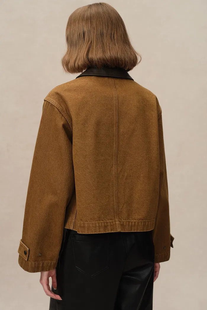 Nechi Cropped Denim Jacket in Washed Cotton Denim - Image 5