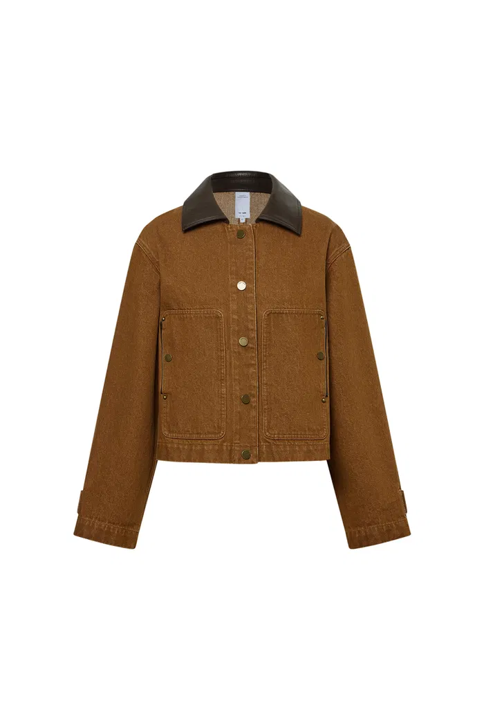 Nechi Cropped Denim Jacket in Washed Cotton Denim - Image 9
