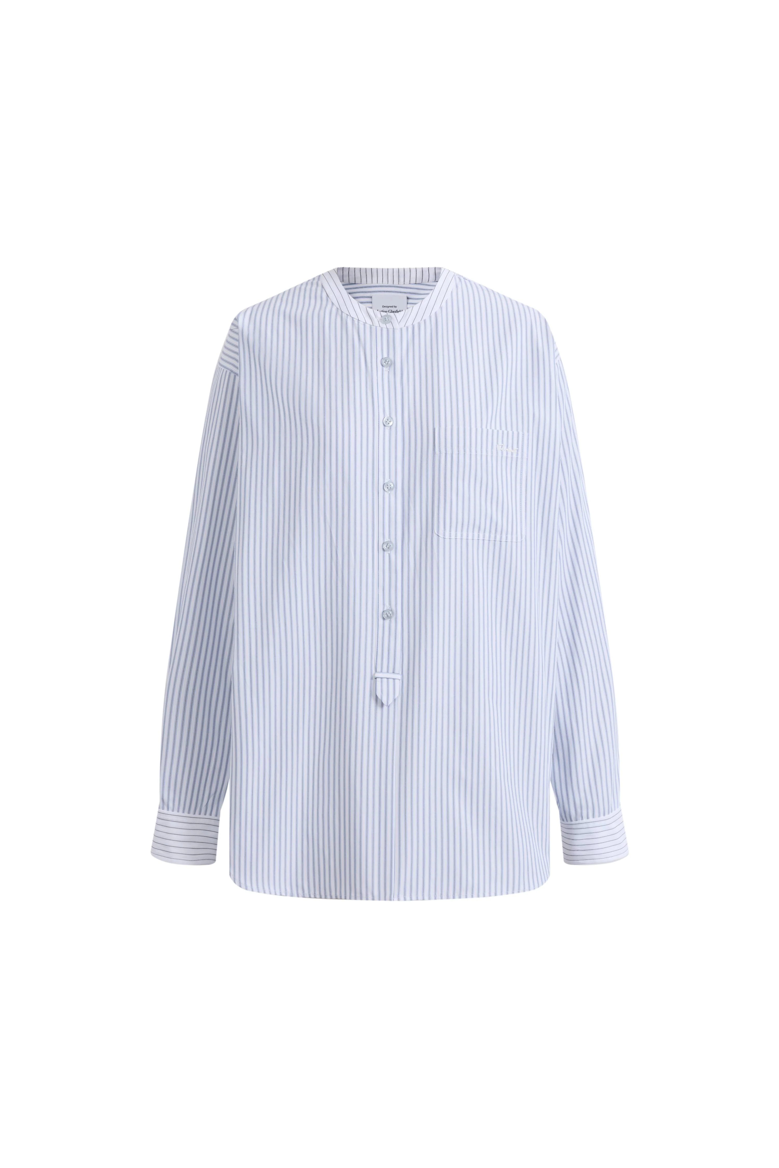 Nia Striped Patchwork Shirt in Cotton Poplin - Image 7