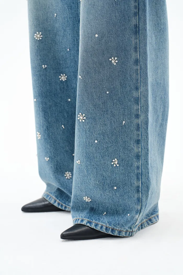 Nico Hand Sewn Embellished Jeans in New Lightweight Washed Denim - Image 10