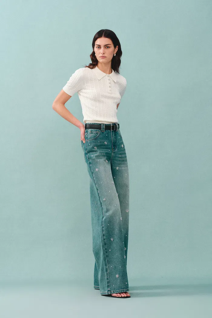 Nico Hand Sewn Embellished Jeans in New Lightweight Washed Denim - Image 3