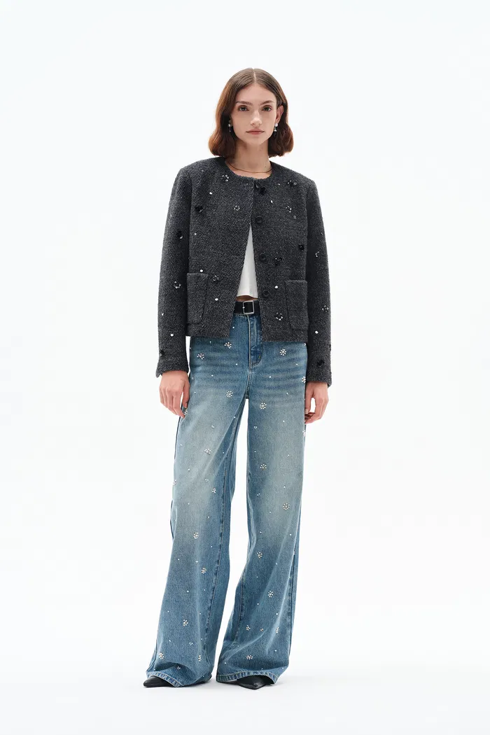 Nico Hand Sewn Embellished Jeans in New Lightweight Washed Denim - Image 4