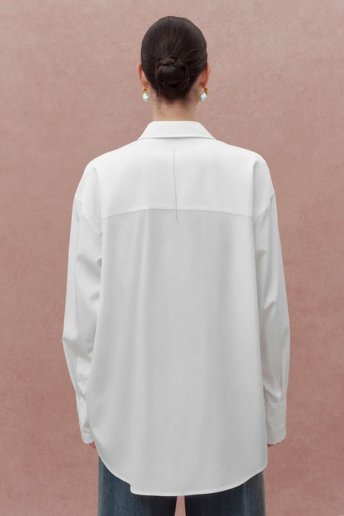 Nicole Oversized Shirt in Cotton Plain Weave - Image 6