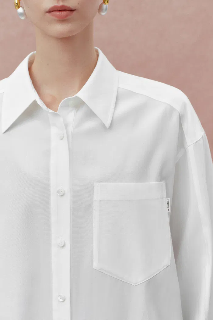 Nicole Oversized Shirt in Cotton Plain Weave - Image 7