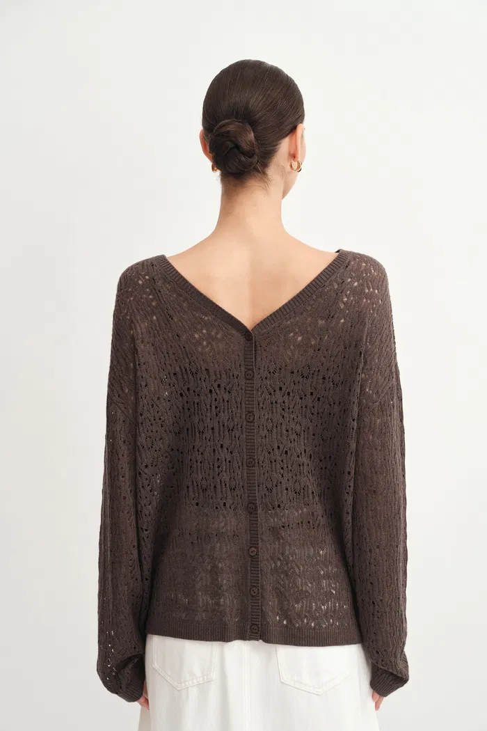 Nicole Reversible Front or Back Sweater in Cashmere Blend Knit - Image 3