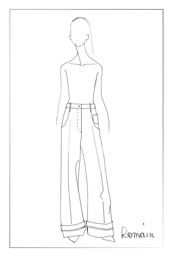 Nîmes Embroidered Wide Leg Jeans in Cotton Denim - Image 10