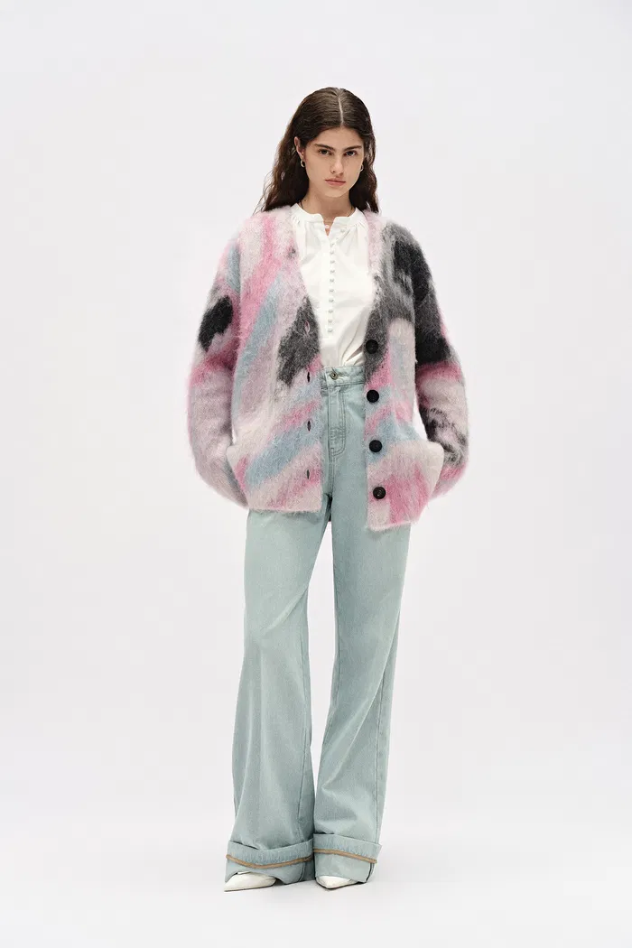 Nîmes Embroidered Wide Leg Jeans in Cotton Denim - Image 8